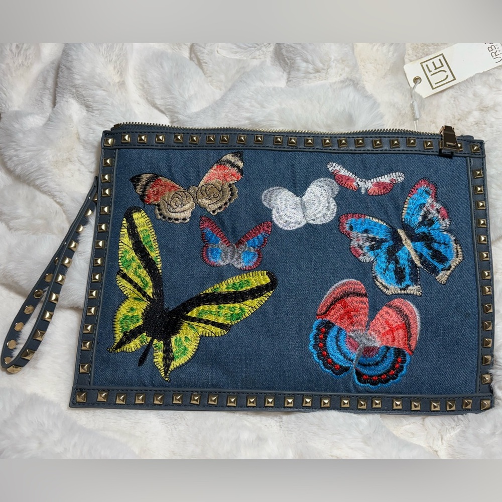 Urban Express denim butterfly clutch/ crossbody bag